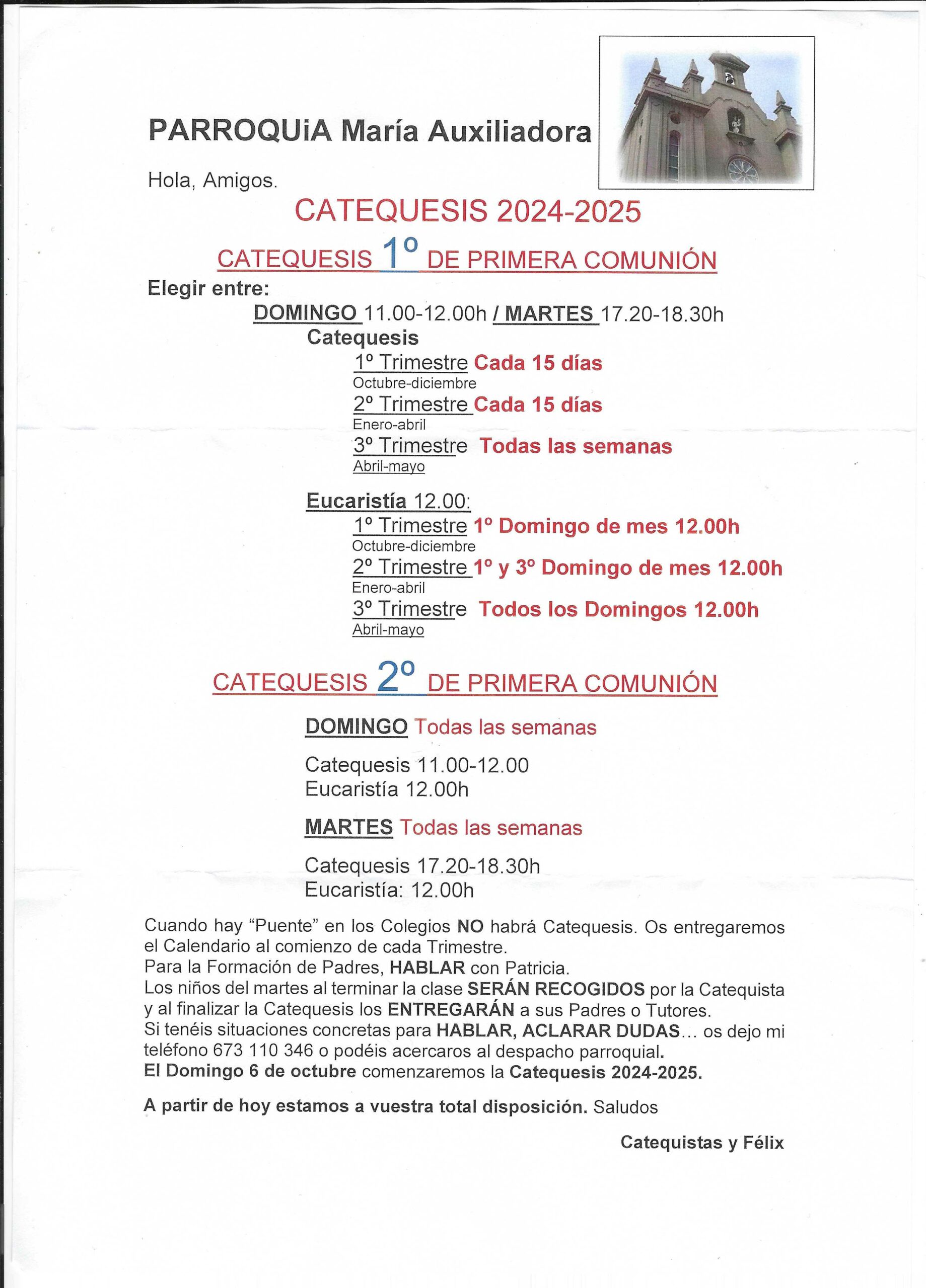 Catequesis 2024-2025
