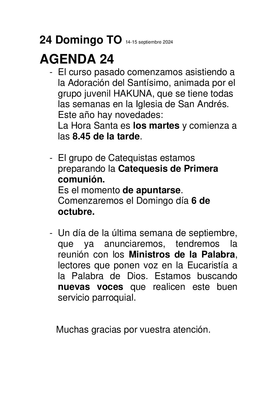 AGENDA 24.                   14-15 septiembre 2024